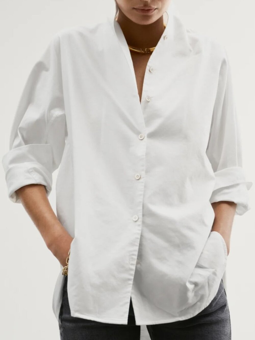 AYR The Tate in White Oxford, Size X-Small
